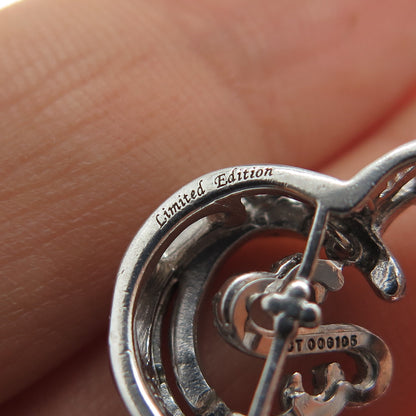 JANE SEYMOUR 925 Sterling Silver 10K Gold Real Diamond Mom Heart Slide Pendant