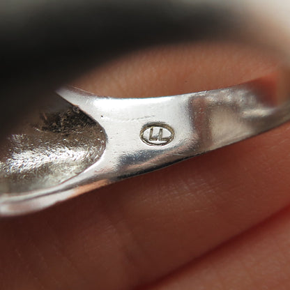 925 Sterling Silver 2-Tone Modernist Brushed Ring Size 8