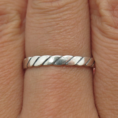 925 Sterling Silver Vintage Twisted Rope Stackable Band Ring Size 9.25