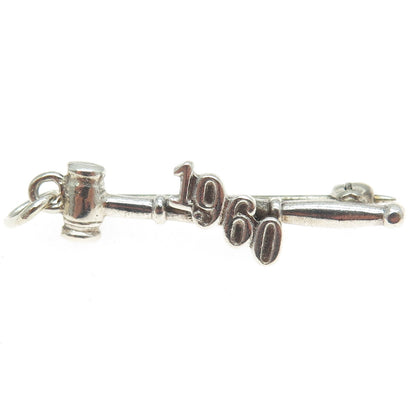 925 Sterling Silver Vintage 1960 "Gavel" Court Pin Brooch