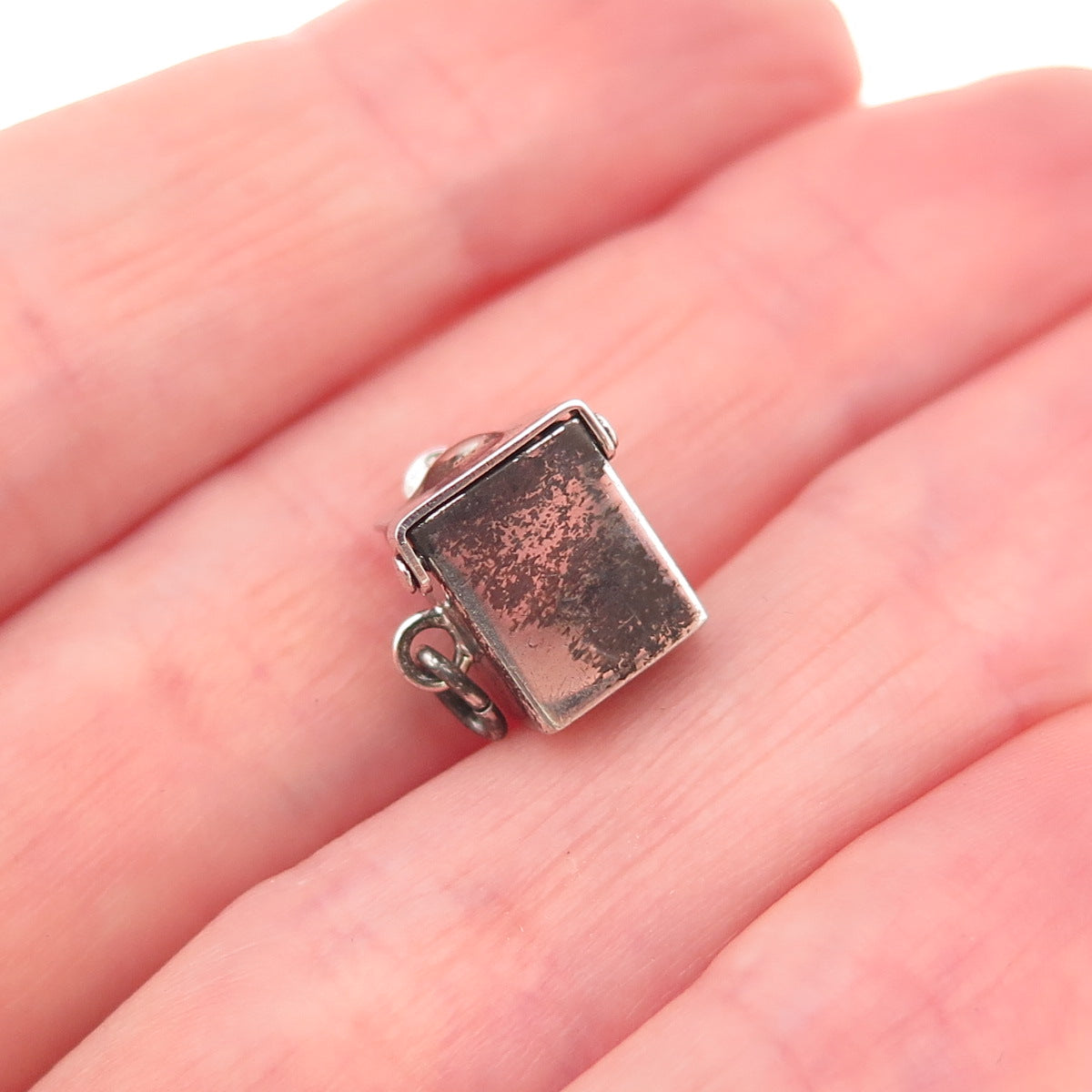925 Sterling Silver Antique Art Deco Enamel Jack in the Box Open Charm Pendant