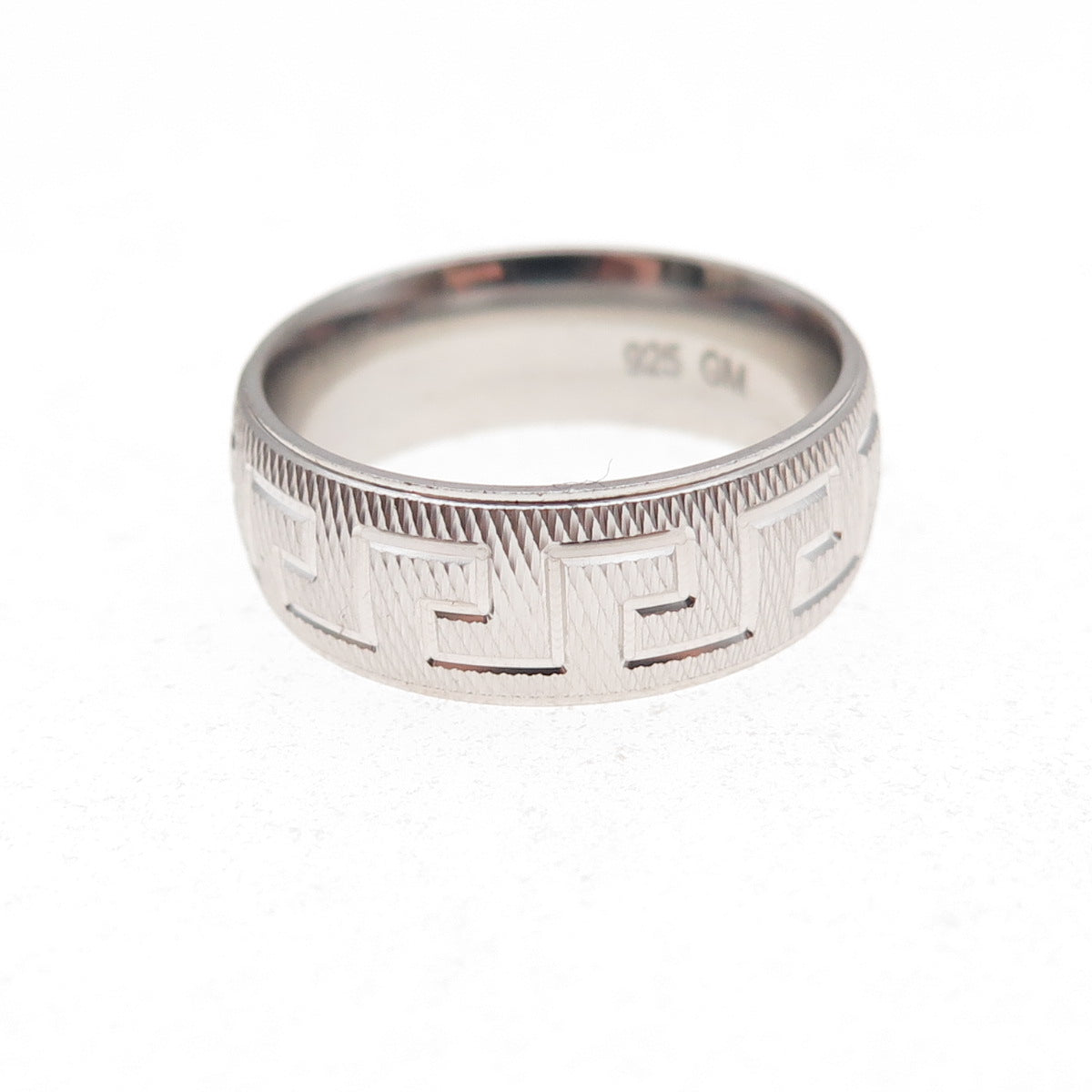 925 Sterling Silver Greek Key Band Ring Size 6.25