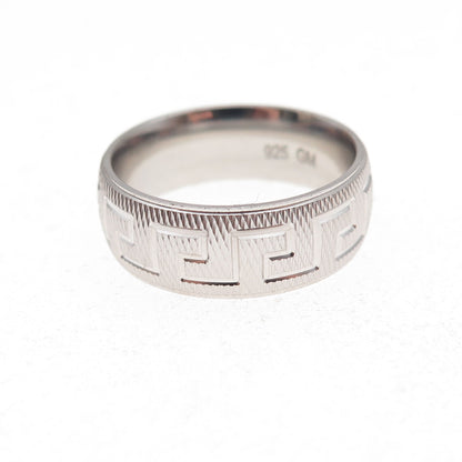 925 Sterling Silver Greek Key Band Ring Size 6.25