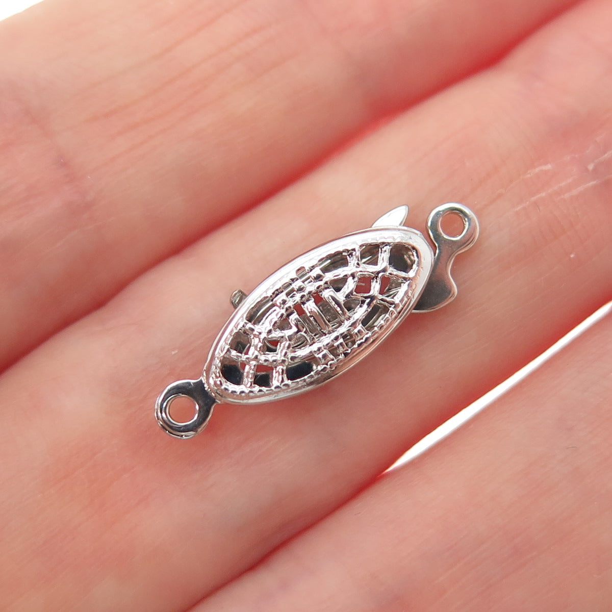 925 Sterling Silver Vintage Oxidized Bracelet / Necklace Hook Box Lock Clasp