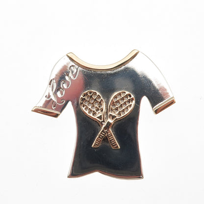 925 Sterling Silver 14K Gold Vintage Love Tennis Racket Slide Charm Pendant