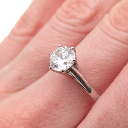 925 Sterling Silver Round-Cut C Z Engagement Ring Size 8