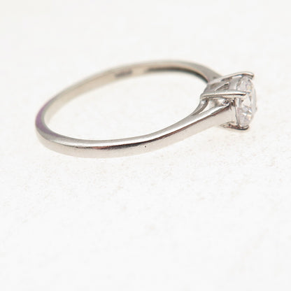 925 Sterling Silver Round-Cut C Z Engagement Ring Size 7.25