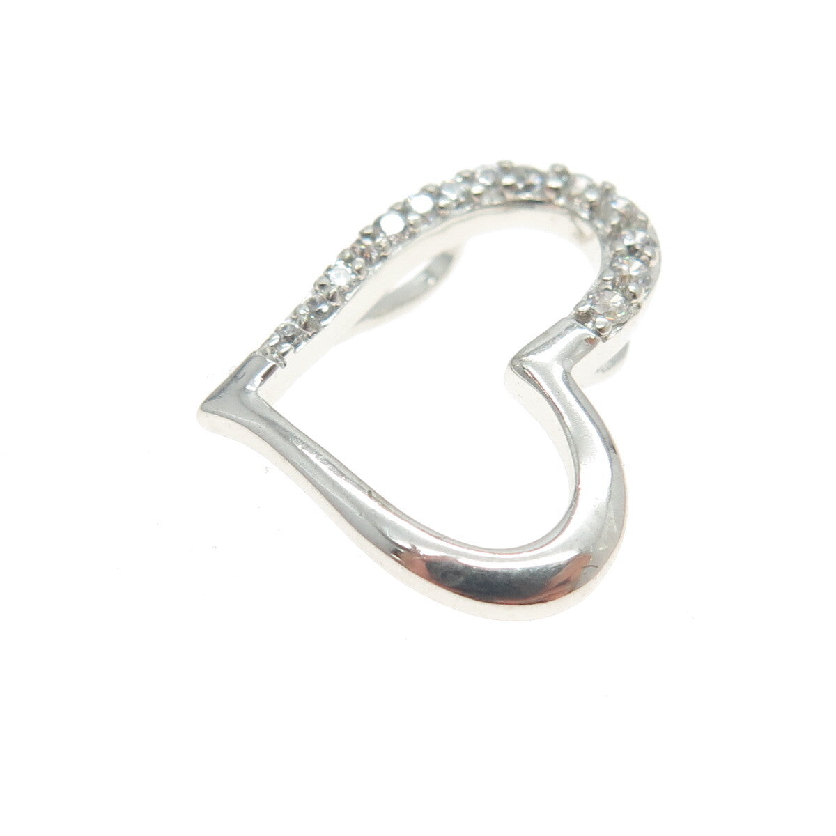 925 Sterling Silver C Z Open Heart Slide Pendant