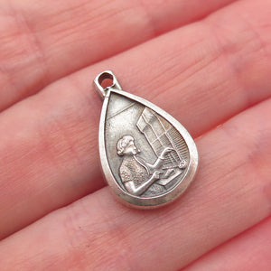 925 Sterling Silver Vintage Attendance Oxidized Mini Charm Pendant