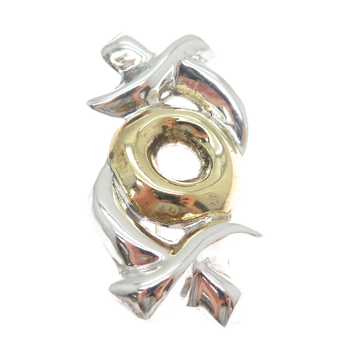 925 Sterling Silver 2-Tone Vintage Mexico XO Hugs & Kisses Pin Brooch