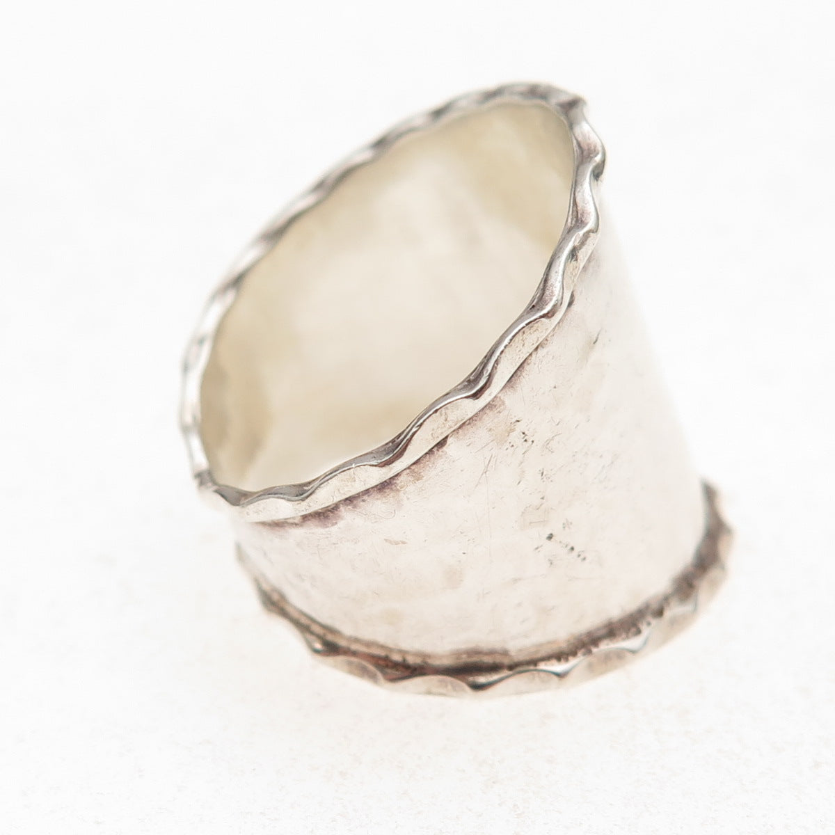 Annika Witt 925 Sterling Silver Vintage Mexico Modernist Hammered Ring Size 10.5