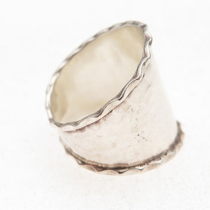 Annika Witt 925 Sterling Silver Vintage Mexico Modernist Hammered Ring Size 10.5