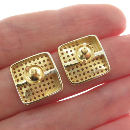 925 Sterling Silver Gold Plated Heart-Cut C Z Cushion Stud Earrings