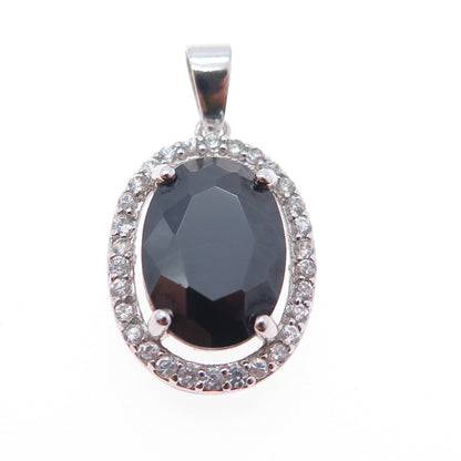 HAN 925 Sterling Silver Real Hematite & C Z Charm Pendant