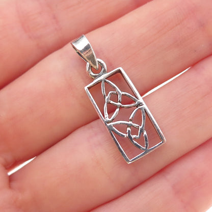 925 Sterling Silver Vintage Celtic Trinity Oxidized Charm Pendant