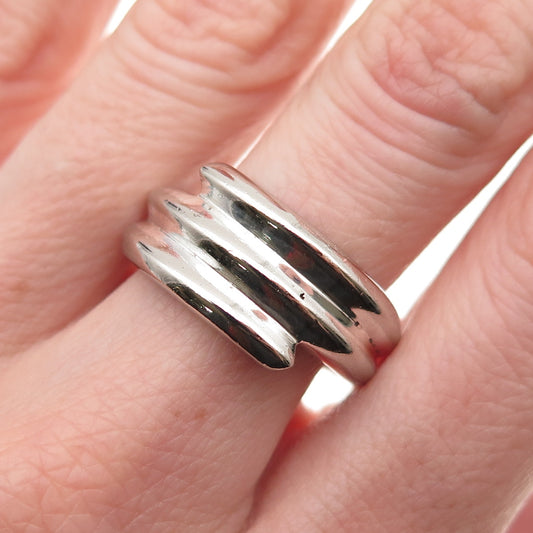 Milor 925 Sterling Silver Vintage Italy Modernist Oxidized Ring Size 9