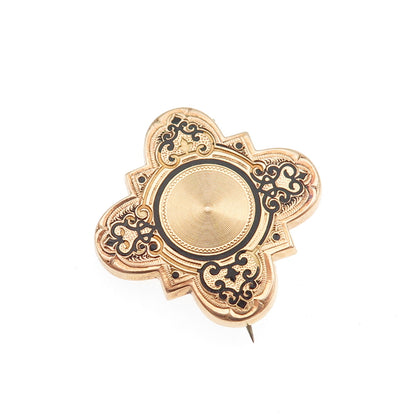 Gold Filled Vintage Enamel Cross Ornate Pin Brooch / Pendant
