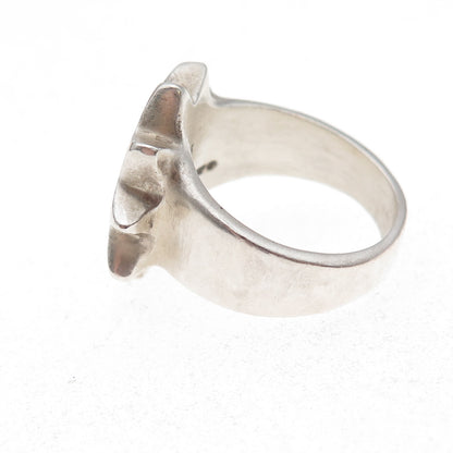 Lisa Jenks 925 Sterling Silver Vintage Modernist Sun Oxidized Ring Size 7.75