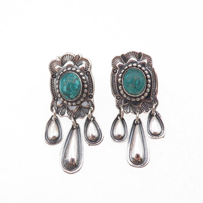 Rick Enriquez Navajo Old Pawn Sterling Vintage Southwestern Turquoise Earrings
