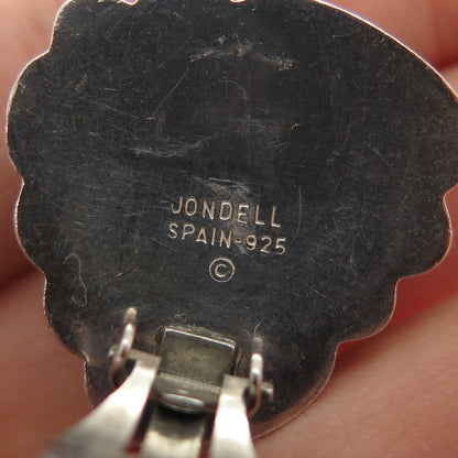JONDELL 925 Sterling Silver Vintage Spain Modernist Clip On Earrings