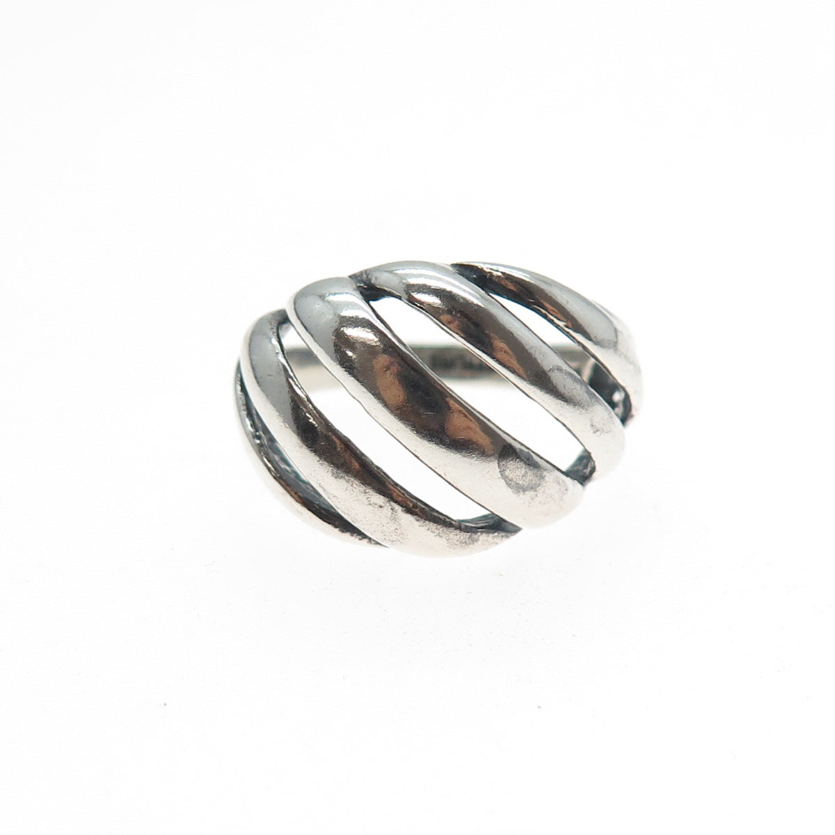 KABANA 925 Sterling Silver Vintage Modernist Ribbed Oxidized Ring Size 8