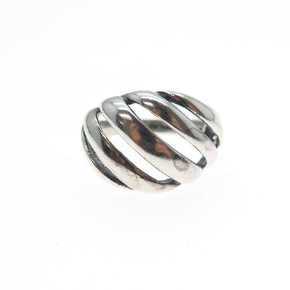 KABANA 925 Sterling Silver Vintage Modernist Ribbed Oxidized Ring Size 8