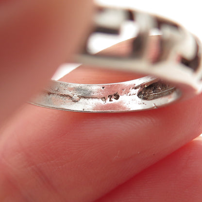 925 Sterling Silver Vintage Greek Key Oxidized Ring Size 6