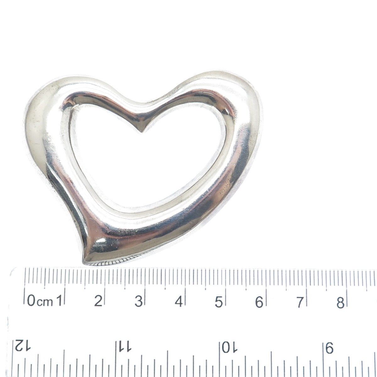 925 Sterling Silver Vintage Mexico Modernist Open Heart Pin Brooch