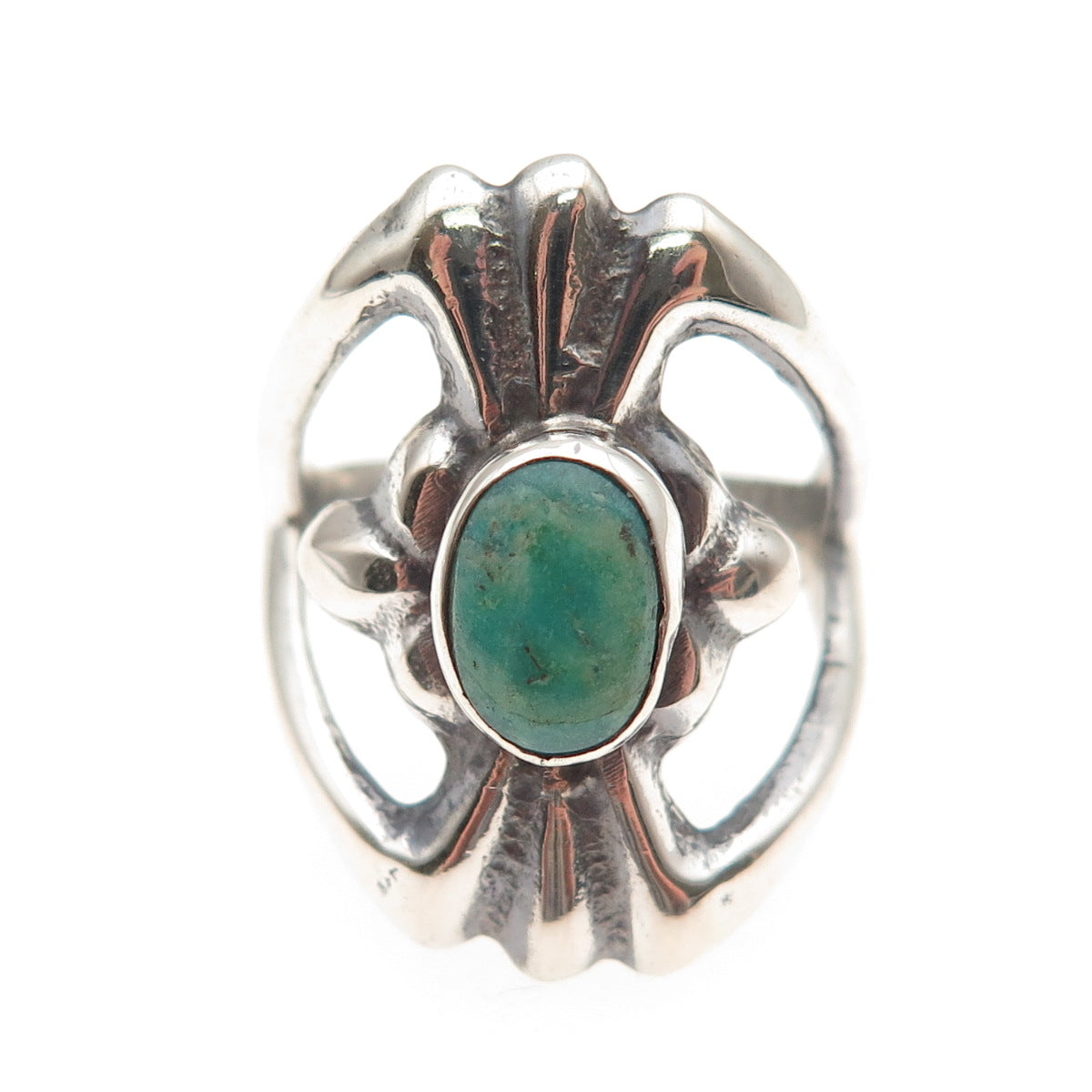 Old Pawn Sterling Silver Vintage Southwestern Turquoise Tribal Ring Size 6.75