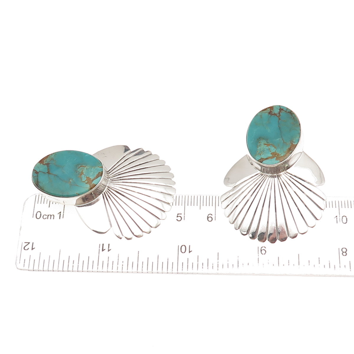 Betty Ann Lee Navajo Old Pawn Sterling Silver Vintage Turquoise Clip On Earrings