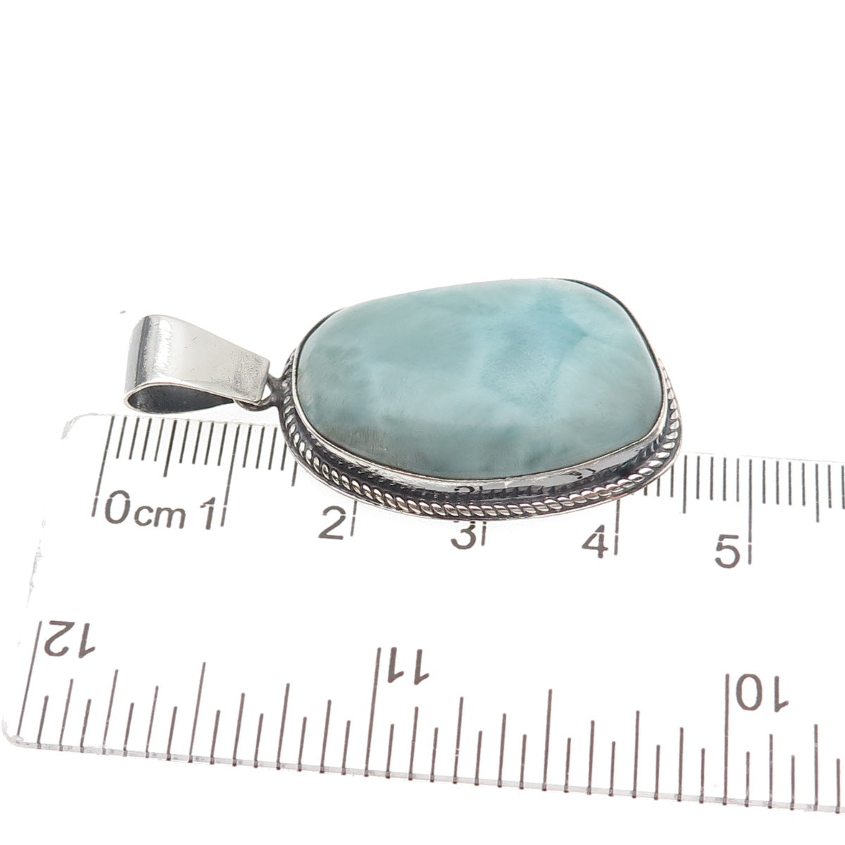 925 Sterling Silver Vintage Real Larimar Oxidized Pendant