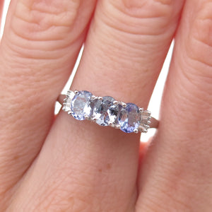 Chuck Clemency 925 Sterling Silver Real Diamond & Iolite Ring Size 8.25