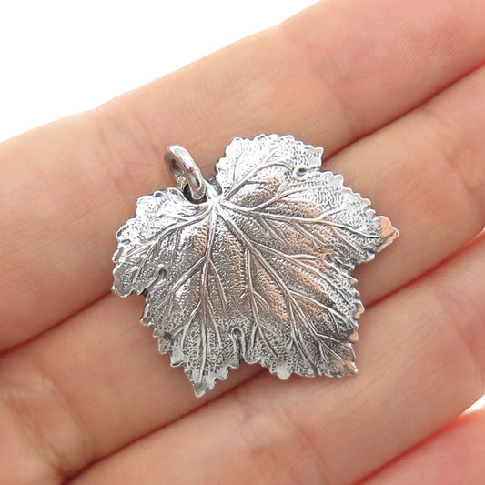Gianmaria Buccellati 925 Sterling Silver Vintage Grape Leaf Oxidized Pendant
