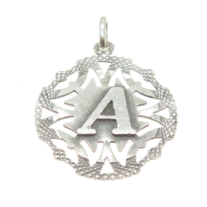 925 Sterling Silver Vintage Letter "A" Initial Diamond-Cut Pendant