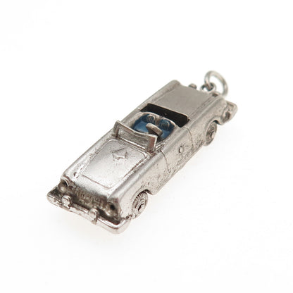 925 Sterling Silver Vintage Enamel Convertible Car Movable 3D Charm Pendant