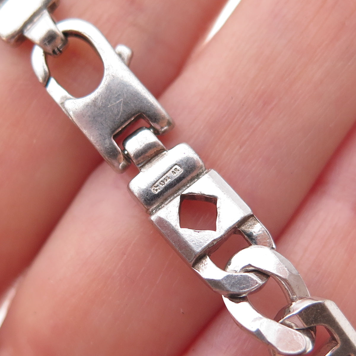 925 Sterling Silver Italy Anchor Mariner Link Bracelet 8"