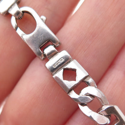 925 Sterling Silver Italy Anchor Mariner Link Bracelet 8"