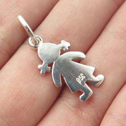 950 Silver Vintage Baby Girl Doll Charm Pendant