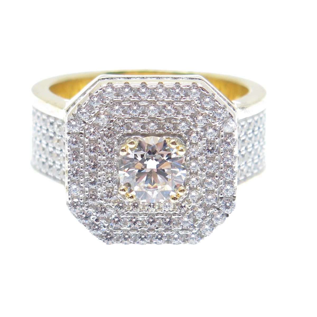 925 Sterling Silver Gold Plated Round-Cut C Z Sparkle Ring Size 11.25