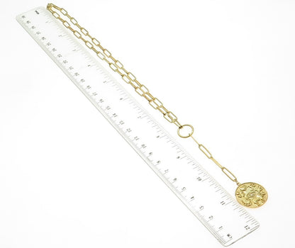 925 Sterling Silver Gold Plated C Z Good Luck Paperclip Chain Necklace 16"