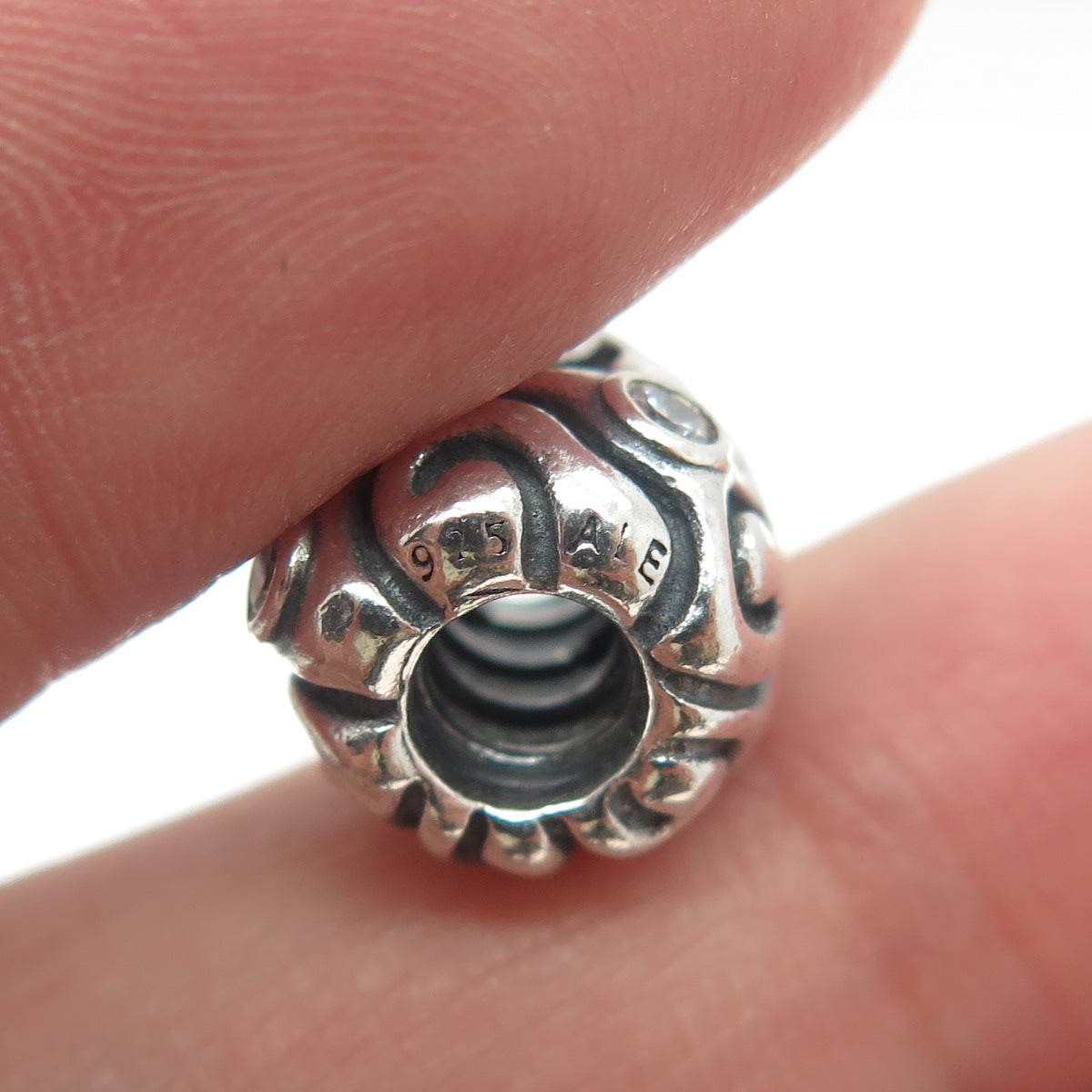 PANDORA 925 Sterling Silver Vintage Round-Cut C Z Daydream Bead Charm