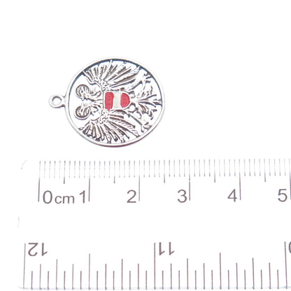 835 Silver Vintage Enamel Austria Coat of Arms Minimalist Charm Pendant