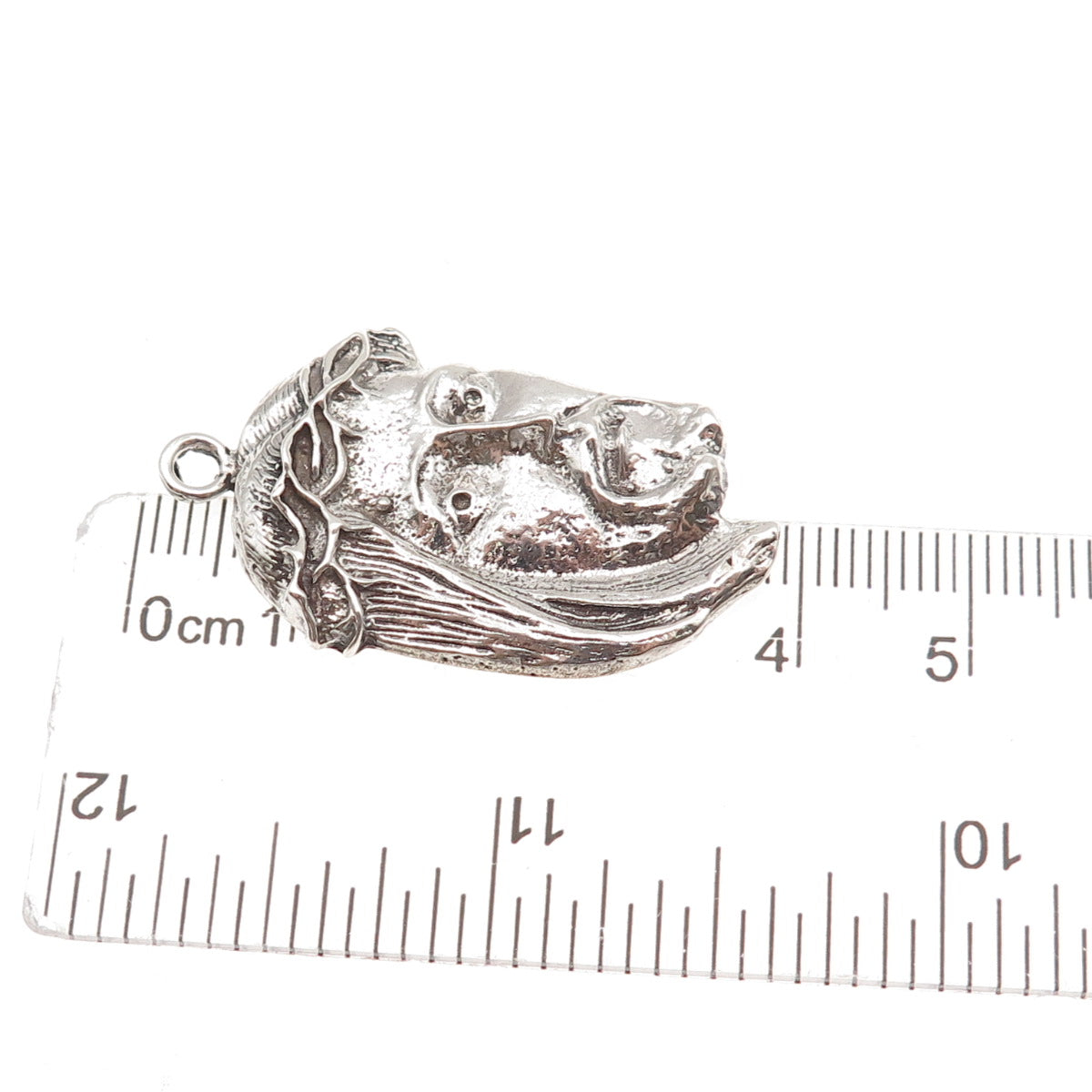 925 Sterling Silver Vintage Jesus Oxidized Charm Pendant