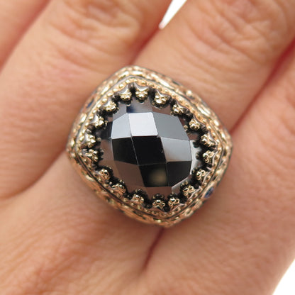 MICHAEL VALITUTTI Gems En Vogue Sterling 2-Tone Sapphire Hematite Ring Size 7.25