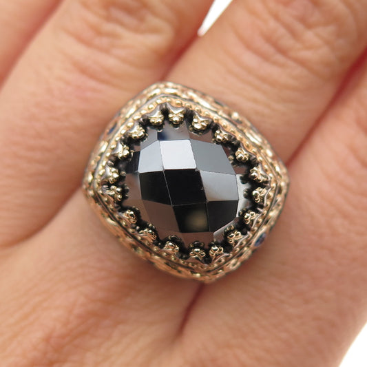 MICHAEL VALITUTTI Gems En Vogue Sterling 2-Tone Sapphire Hematite Ring Size 7.25