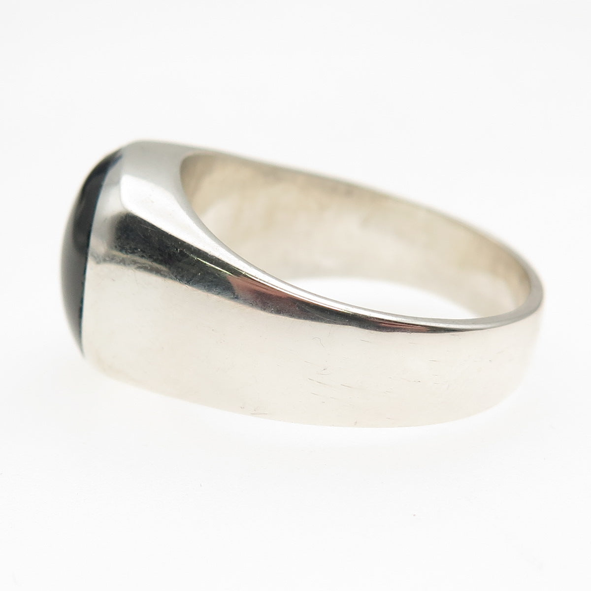 925 Sterling Silver Vintage Mexico Real Black Onyx Ring Size 12