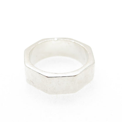 925 Sterling Silver Vintage Screw Nut Band Ring Size 9.25