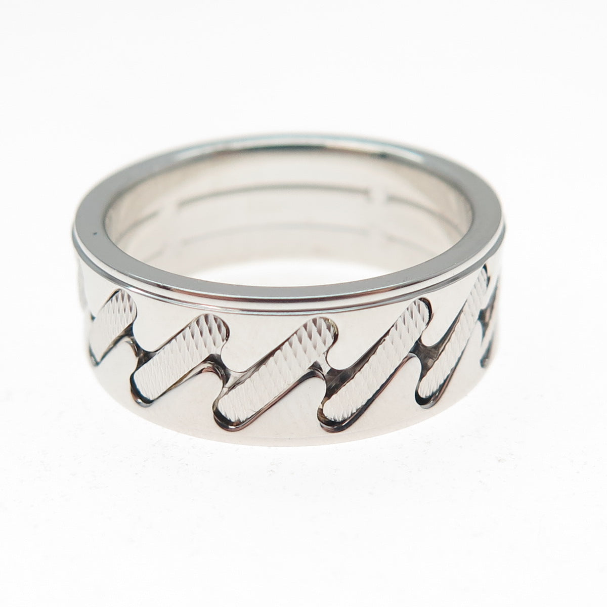 NEOS 925 Sterling Silver Textured Sewing Stitches Band Ring Size 8.25