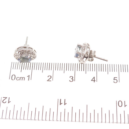 Chuck Clemency 925 Sterling Silver Real Tanzanite Scroll Stud Earrings