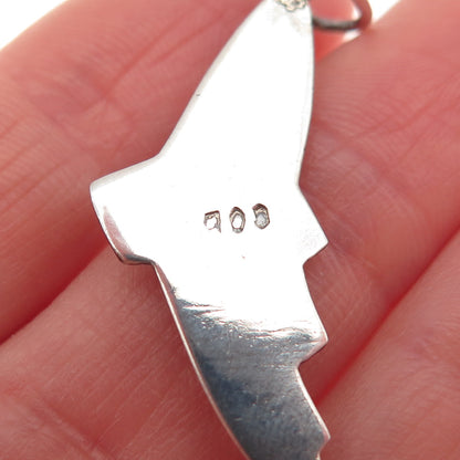 900 Silver Vintage Koi Fish Oxidized Charm Pendant